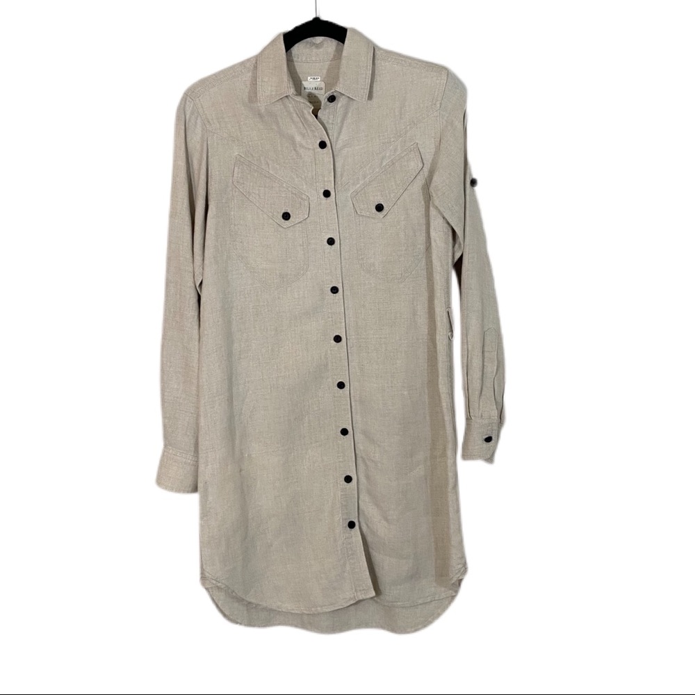 BILLY REID 100% Linen Mini Dress Button Front XS 🚨